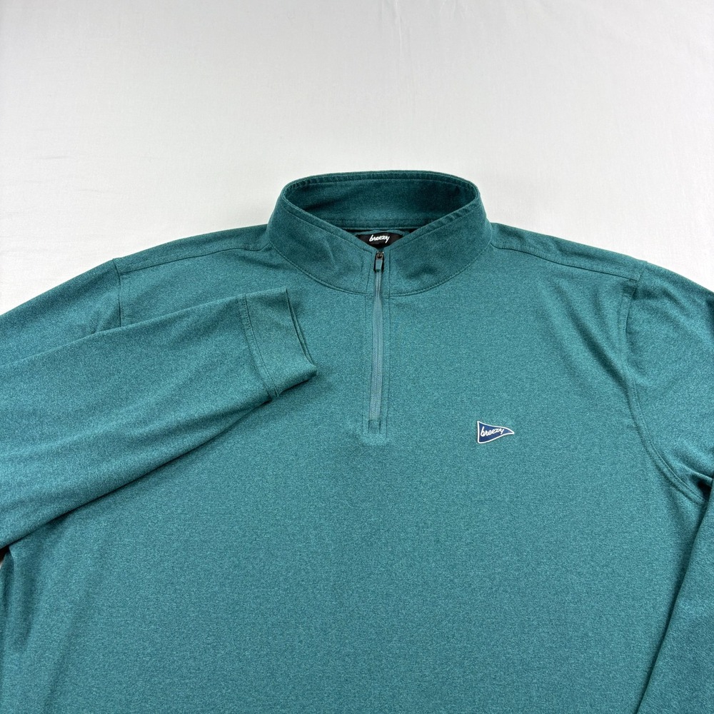 Breezy Golf Sweatshirt Mens XL Green 1/4 Zip Pullover Stretch Performance